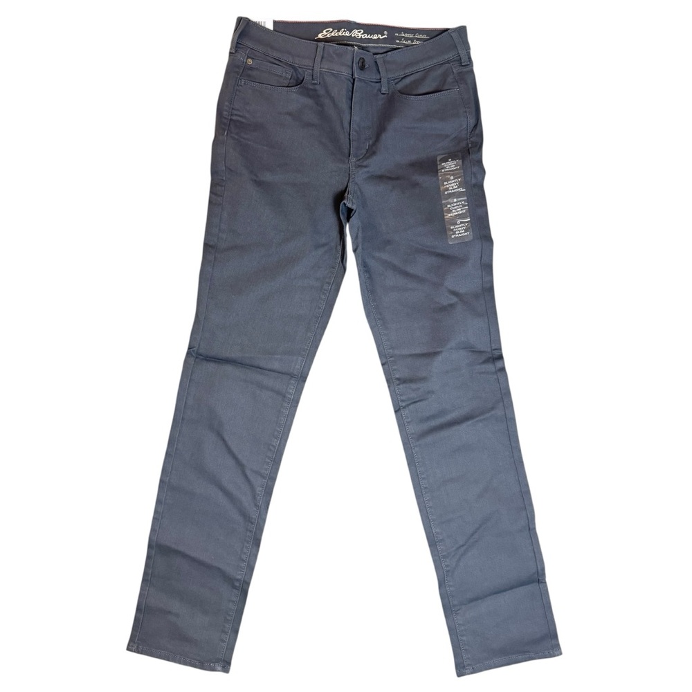 Eddie Bauer Size 8 Gray Slightly Curvy Slim Straight Chino Pants NWT
